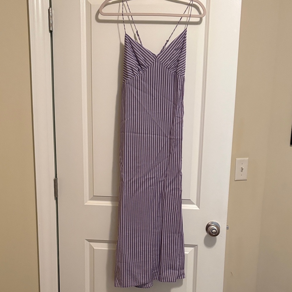 Madewell Lavender and White Striped Slip Maxi Dress